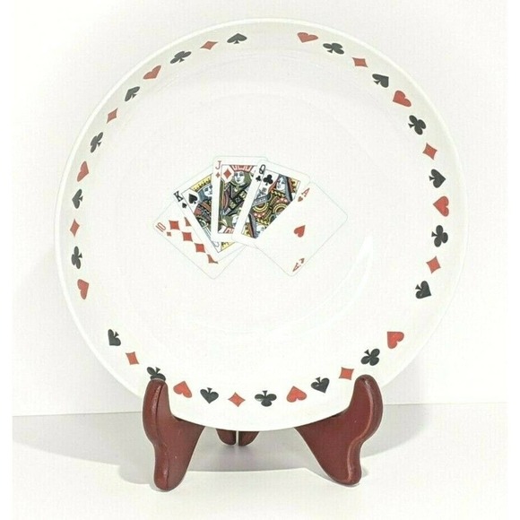 Serving Bowl Playing Card Suits Ceramic 9 x 2.5" - Picture 1 of 4